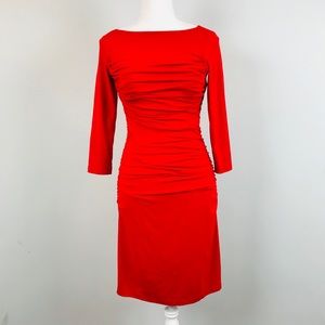 Susana Monaco red cocktail dress ruched sides XS